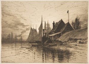 夕方、ニューヨーク港、1884。 作： Henry Farrer