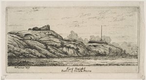 1877年のオールドニューヨークのシーンからのハーレムプレーンズのフォートヘイトの戦い。 作： Henry Farrer