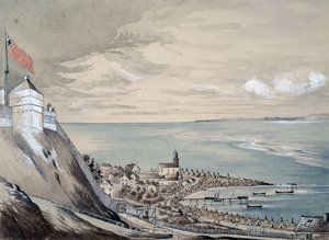 マキナウの砦と村、1842年9月、インドの野営地（紙にトイレ）