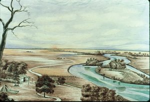 イリノイ川の居酒屋、1842年（紙にトイレ） 作： Henry Francis Ainslie