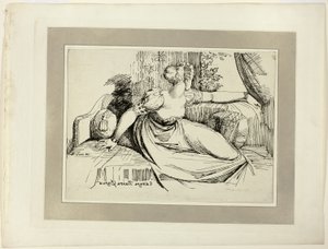 窓際に座っている女性 (「Evening Thou Bringest All」)、『ポリオートグラフィー標本』創刊号より 作： Johann Heinrich Füssli