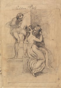 階段に寄りかかる人物 作： Johann Heinrich Füssli