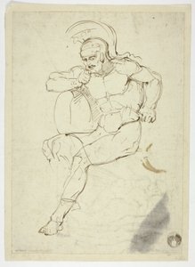 座っている戦士（レクト）、歩いている戦士（裏面） 作： Henry Fuseli