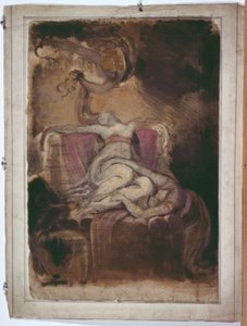 葬儀の火刑台上のディド」のスケッチ（レクト）、男女のエロティックなスケッチ（裏面） 作： Henry Fuseli