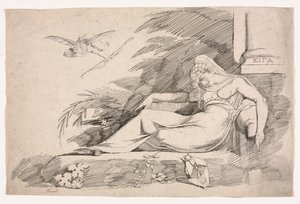 キューピッドと眠る女、1780-1790。 作： Johann Heinrich Füssli