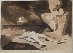 アキレスの死体を悼むテティス 作： Johann Heinrich Füssli