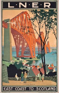 スコットランドへの東海岸の旅を宣伝するロンドンと北東部の鉄道のポスター 作： Henry George Gawthorn