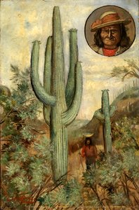 ジェロニモの肖像画のあるサボテンの風景、1886-1909年。
