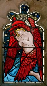 Alnwick、St Michael＆St Paul、James Powell＆Sons、Henry Holiday、Kneeling Angel、1878 作： Henry Holiday