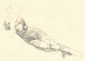 カーテンの研究、c1900 作： Henry Holiday