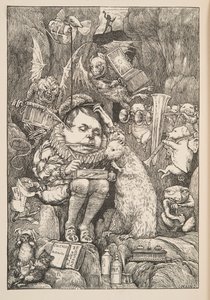ビーバーは、紙、ポートフォリオ、ペン、パブを持ってきました。 1876年。 作： Henry Holiday