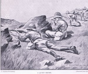 静かな一服（After Pretoria: The Guerilla War published by Harmsworth Bros Limitedより 作： Henry Inglis Jodrel Sheldon Williams