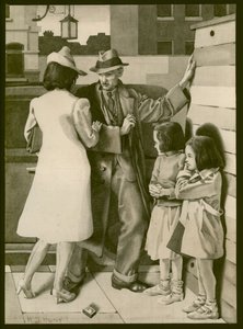 口論、1935年頃（紙にウォッシュ） 作： Henry J. Hunt