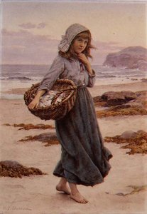 ザ・フィッシャーガール（水彩画） 作： Henry James Johnstone