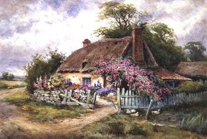 アヒルのいるかわいいコテージ 作： Henry John Sylvester Stannard