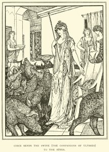 Circeがブタ（ユリシーズの仲間）をStyesに送ります 作： Henry Justice Ford