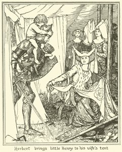 ハーバートはリトルヘンリーを妻のテントに連れてきます 作： Henry Justice Ford