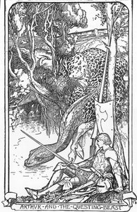 Rei Arthur e a Besta em busca Ilustração de HJ Ford (1860-1940) de “The book of romance” 1902 Coleção particular 作： Henry Justice Ford