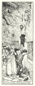 火事から救われたリトル・ジョン・ウェスレー（リトグラフ 作： Henry Justice Ford