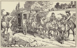 マクリーンとプランケットがエグリントン卿の馬車を止める 作： Henry Justice Ford
