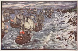 キブロン湾、1759年、CRLフレッチャーとラドヤードキプリングによる「イギリスの歴史」のイラスト、1911年 作： Henry Justice Ford