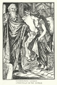 カネテッラを厩舎に残すサイオラバンテ（版画 作： Henry Justice Ford