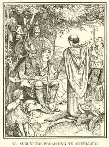 エセルバートへの説教聖アウグスティヌス 作： Henry Justice Ford