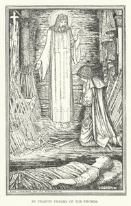 聖フランシスコは剣の夢を見る（リトグラフ 作： Henry Justice Ford