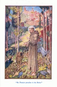 セントフランシスは鳥に説教します、1912 作： Henry Justice Ford