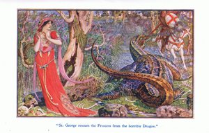 セントジョージは恐ろしいドラゴンから王女を救いました、1912