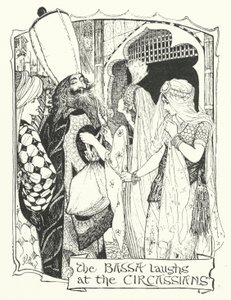 サーカシア人を笑うバッサ人（版画 作： Henry Justice Ford