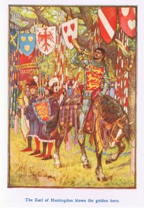 ハンティンドン伯爵が黄金の角を吹く 作： Henry Justice Ford