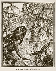 ローマ人の着陸、CRLフレッチャーとラドヤードキプリングによる「イングランドの歴史」のイラスト、1911 作： Henry Justice Ford