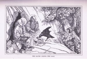レイヴンがパンをもたらす、1912 作： Henry Justice Ford