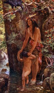 女の子はプールで毎朝彼を入浴させました 作： Henry Justice Ford
