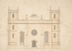 ゴシック・リバイバル教会のファサード（1745-76年）。 作： Henry Keene.