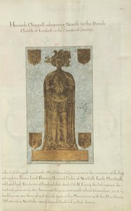 トーマスハワードノーフォーク公爵の大理石の墓石、1637年（ベラムのインクと金箔）
