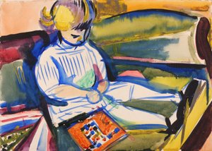 ソファの上の子供、カリフォルニア州。 1914～1918年。 作： Henry Lyman Saÿen