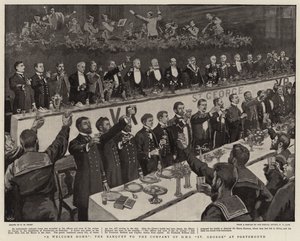 ウェルカムホーム、ポーツマスでのHMSセントジョージの会社への宴会 作： Henry Marriott Paget
