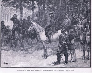 アポマトックスコートハウス1865 ADでのリーとグラントの会議 作： Henry Marriott Paget
