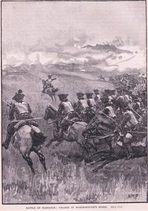 ブレナムの戦い：マールボロの馬による突撃 作： Henry Marriott Paget