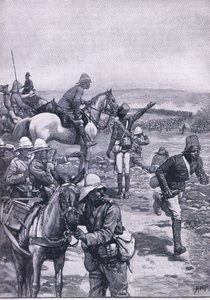 オムドゥルマンの戦い：ダーヴィッシュの猛攻撃を撃退するマクドナルド旅団、1900年代のカッセルのイングランドの歴史のイラスト 作： Henry Marriott Paget