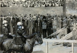 ボランティアレビュー、ホースガードのパレードでのプリンスオブウェールズ 作： Henry Marriott Paget