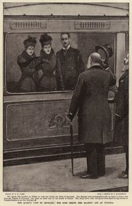 女王のデンマーク訪問、王はビクトリアで彼女の陛下を見送り 作： Henry Marriott Paget