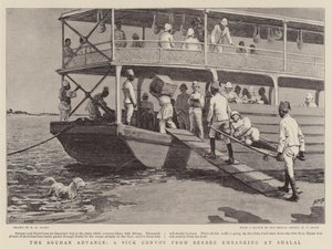 シャベルに着陸するベルベル人からの病気の護送隊、Soudan Advance 作： Henry Marriott Paget