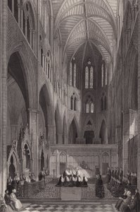 ロンドンのウェストミンスター寺院で行われた植民地の司教たちの聖別式（彫刻）。 作： Henry Melville
