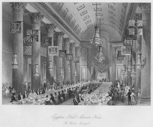エジプシャンホール、マンションハウス：ウィルソンバンケット、c1841 作： Henry Melville