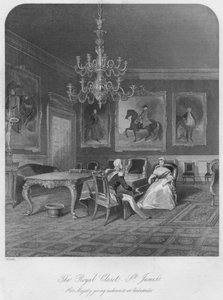 ロイヤルクローゼット。 -セントジェームス。大使に聴衆を与える女王陛下、c1841 作： Henry Melville