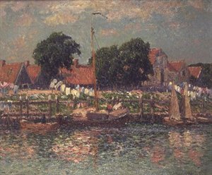 オランダの川のほとりで 作： Henry Moret