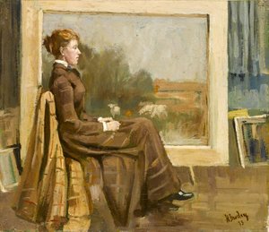 座っている女性の肖像画、芸術家の未来の妻、1893年 作： Henry Morley